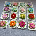 16pcs Handmade Crochet Raised Flower Granny Squares Blocks Afghan 6cm