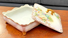 Large Vintage Victorian Inspired Porcelain Hand Painted Jewelry Trinket Box  7 