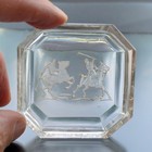 Large Intaglio Polo Players Vintage Clear Glass Salt Cellar Or Trinket Dish