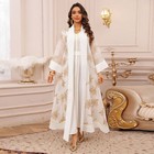 Muslim Embroidery Kaftan Dress Women Abaya Open Cardigan Kimono Robe Gown Maxi