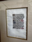 Framed 15th C Illuminated Manuscript Leaf - Book Of Hours  Decorated Initials