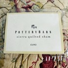 Pottery Barn Sierra Quilted Euro Pillow Shame Sham Tan Floral Bedroom Decor New