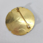 800 Silver Gilded Abstract Round Brooch Textured Disc W  Figure Bird  Artisan