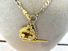 Antique Gold Filled Watch Chain Necklace With Fob      t    Bar