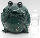 Vintage Ceramic Large Garden Patio Frog Distressed Glass Marble Eyes Figurine