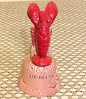 Vtg 80s 90s Louisiana State Bell Crawfish Souvenir Ceramic Red Crawdad