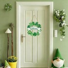 St Patricks Day Shamrock Door Sign Welcome Green Wood Hanging Plaque 11x11 In