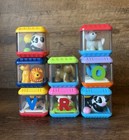 Fisher Price Peek A Boo Blocks Lot Sensory  Activity Cubes Toddler Animals Nice 