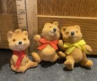 Vintage Japan Flocked Christmas Bears Ornaments Lot Of 3 Set