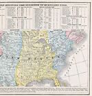 1899 United States Map Original  11x9  Time Zones States Townships Waterways
