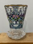 Vintage Antique Bohemian Glass Vase W  Enamel Painted Flowers In Manner Of Moser