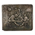 Figural Repousse Tavern Scene Sterling Silver Cigarette Case 2 8 Troy Oz C1900