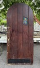 Arched 36  Antique Plank Door With Stained Glass  Fleur De Lis  Ned2720