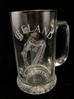 Eamon Set Of 2 Etched Glass Beer Mugs Stein Tankard Pint Ireland Shamrocks Harps