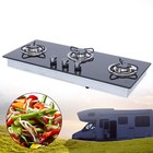 Black 3 Burner Lpg Gas Stove Hob With Tempered Glass For Boat Caravan Camper