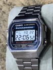 Casio A168 Illuminator Digital Watch Mens 36mm Silver Tone