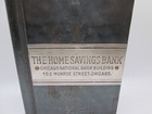 Vtg The Home Savings Bank Chicago National Bank Bldg Promo Book Shape Coin Bank