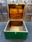 Vintage Style Green Wooden Storage Chest Box Rustic Trunk With Metal Handle