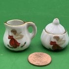 9-pc Miniature Porcelain Christmas Angel Doll Tea Set With Wicker Picnic Basket