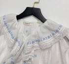 Women Doen Collared Half Sleeve Ruffle Blouse Top