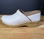 Dansko Professional Clogs Womans 7 5 8 Cream White Perforated Leather Shoe Eu 38