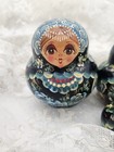 Vintage Wood Russian Nesting Dolls 8 Pcs Hand Painted 3 1 2  Painted Blue