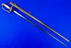 Antique Us Civil War Eagle Head Engraved Officer s Sword W  Scabbard