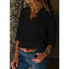 Cotton Linen Plain Tunic Tops Neck Tee Long Sleeve Blouse Womens T Shirt Star