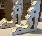 Pair Of Distressed White Scroll Design Wood Corbels Shelf Brackets - New In Box 