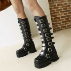 Women s Punk Retro Shoes Fashion Knee High Knight Boots Block High Heel Street