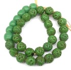 Rare Venetian Antique Green Wound African Glass Trade Beads- 15514