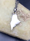 Maine State Pendant Sterling Silver Large