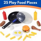 25 Pcs Play Food Kids Toy Set With Frying Pan Skillet And Spatula - Kitchen C   
