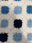 Hand Knit Crochet Granny Square Baby Boy Blanket Afghan Blue White 46   x41   