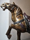Chinese Vintage Hand Carved   Painted Giltwood Tang Dynasty Horse Sculpture 12  