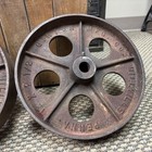 Antique 12    Cast Iron Wheels Girton Pa Hit Miss Vintage Industrial Factory Cart