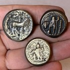 Set Of 3 Rare Ancient Roman Bronze Denarius Coins Of Julius Caesar Authentic