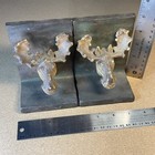 Antique Cast Iron Moose Head Bookends Folk Art Maine Woodland Alaska Cabin Decor