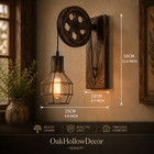 Pulley Wall Sconce  Industrial Wall Lamp  Rustic Loft Light  Vintage Cage