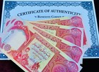Real Authentic Iraq 4x 25000  100000 Dinars Uv Pass Crisp Coa With Certificate