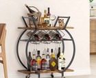 Bar Carts 2 Tiers Rolling Home Serving Cart With Wine Rack And Wheels modern Rus