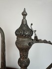 Large Antique Middle Eastern Islamic Turkish Engraved Tinned Copper Ewer H21 75   