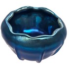 C001- Signed Htf Lundberg Studios Blue Iridescent Art Glass Open Salt