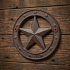 Cast Iron Texas Star With Ring Western Barn Decor Rustic Antique Style 6 1 4 In
