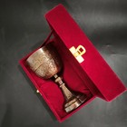 Chalice Antique Bronze Goblet Engraved Cup With Red Velvet Box Grail