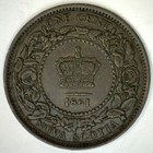 1861 Nova Scotia Bronze Large Cent Coin Almost Uncirculated 1c Au Canada