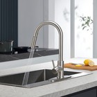 Stainless Steel Kitchen Sink Faucet W  Sprayer Pull Down Single Handle Mixer Tap