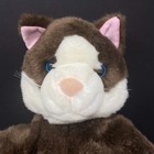 Vintage Brown Cat Plush White Pink Ears Blue Eyes Stuffed Animal Teddy Get Ready