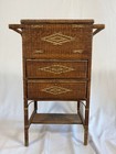 Antique Victorian Wicker Rattan Sewing Stand  2 Drawers  Lift Top  31 In Tall