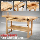 60  X 25  Heavy Duty Oak Workbench Work Table W  2 Drawers   Adjustable Handle